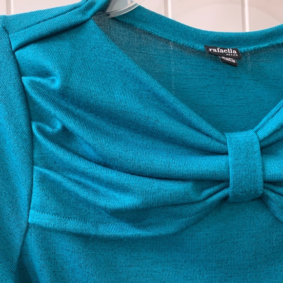 RAFAELLA Top Teal Blue Long Skeeve Knit lightweight stretch petite small ps - Picture 4 of 8